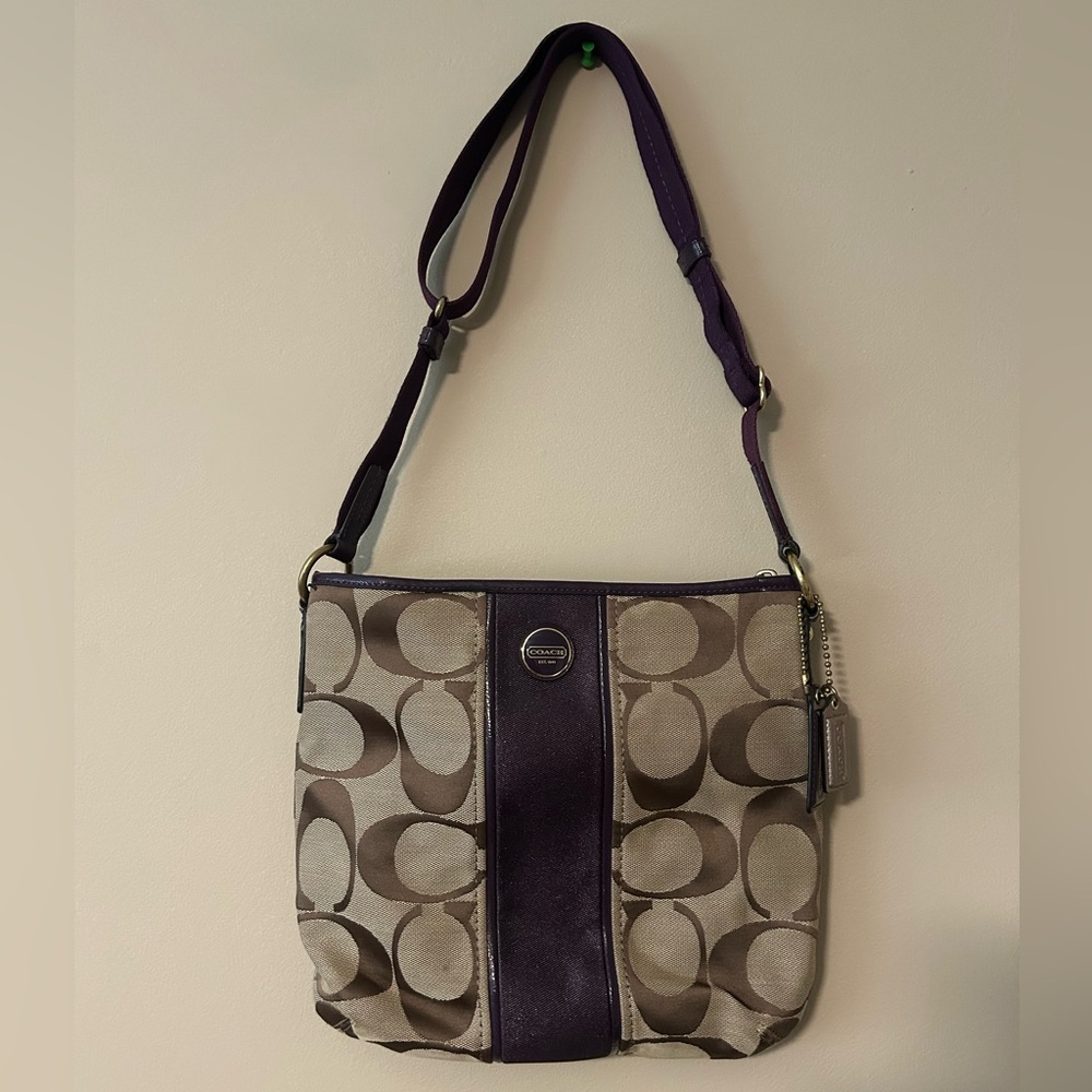 Coach Purple and Tan Crossbody Bag